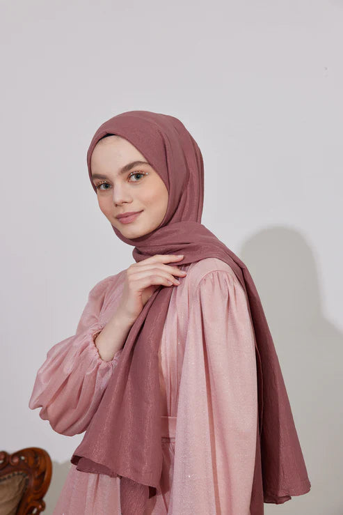 Luxe Shawl Hijab- Shimmering Blush