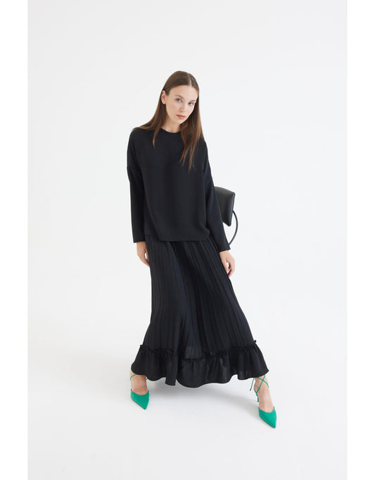 Maya Blouse and Skirt Set - Black
